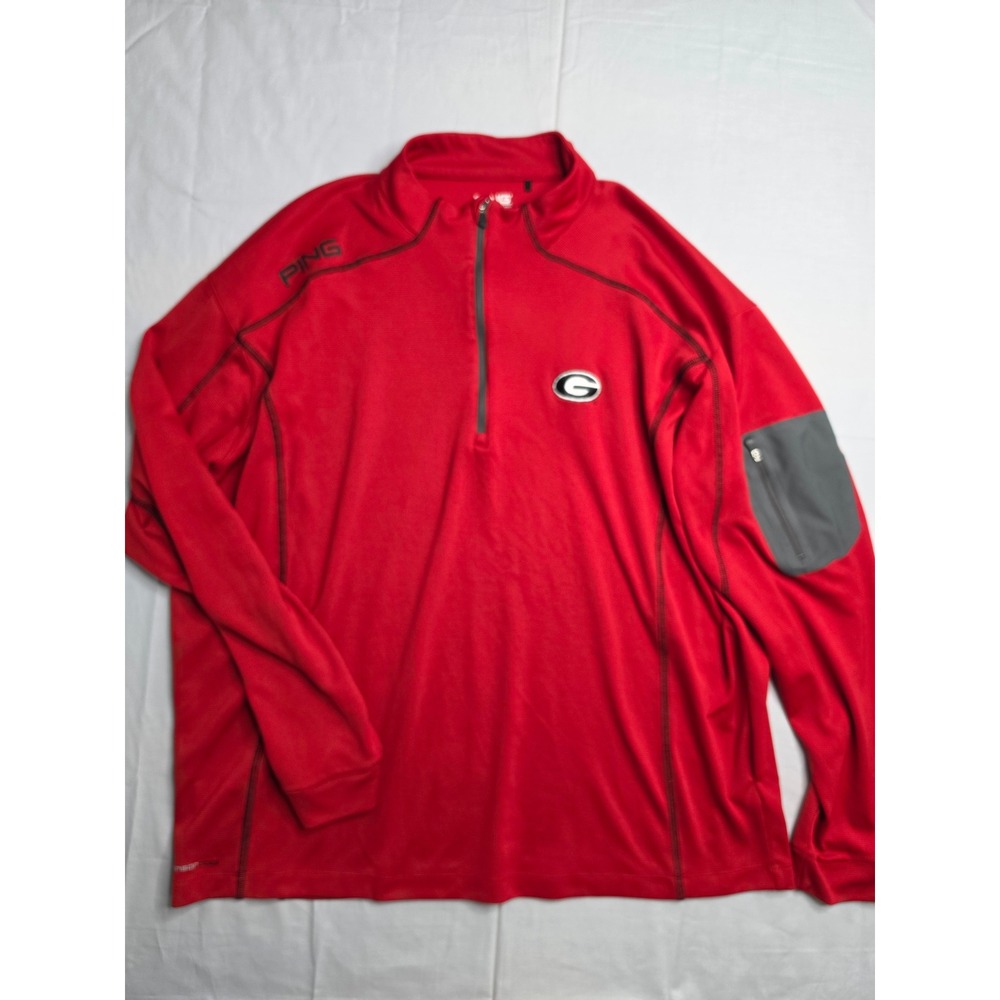 Ping NCAA Georgia Bulldogs Football Shirt Men's 2XL Red Quarter-Zip Performance